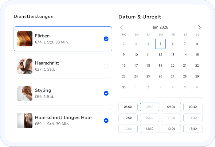 friseur und kosmetik terminplaner app - termine von web, instagram und telefonanrufen verwalten