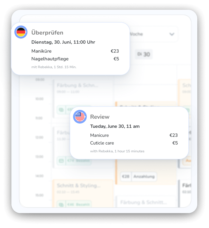 friseur und kosmetik terminplaner app - termine von web, instagram und telefonanrufen verwalten
