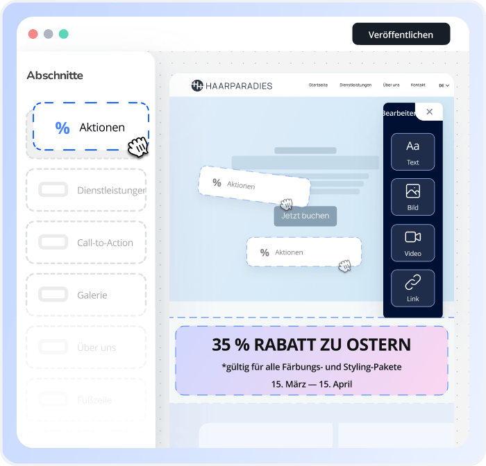 Kostenlose Änderungen an der Friseur und Kosmetik Website