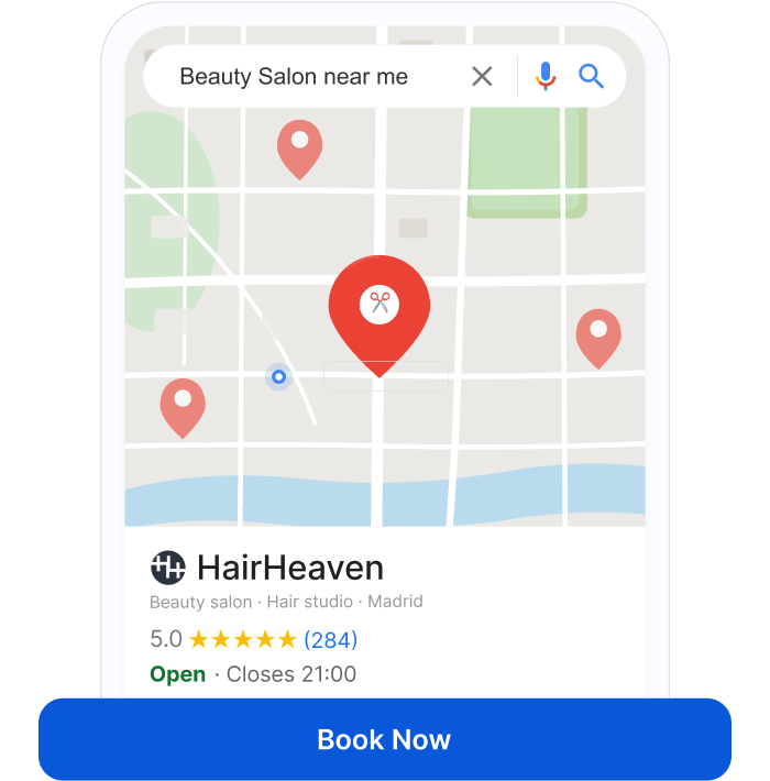 Salon Online Booking that helps you get discovered with google business profile