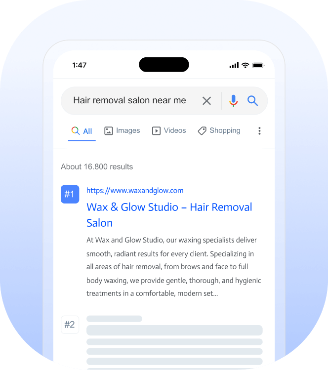 hair removal salon website builder