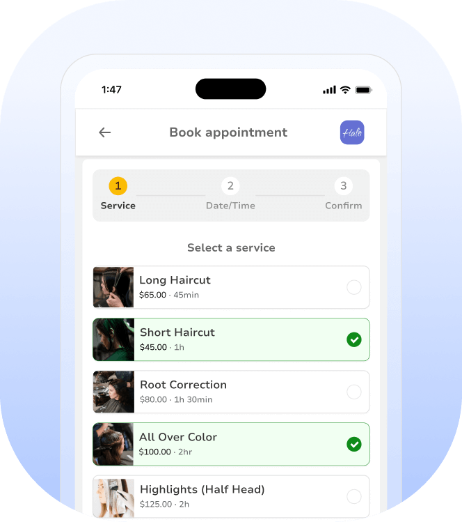 hair salon appointment app
