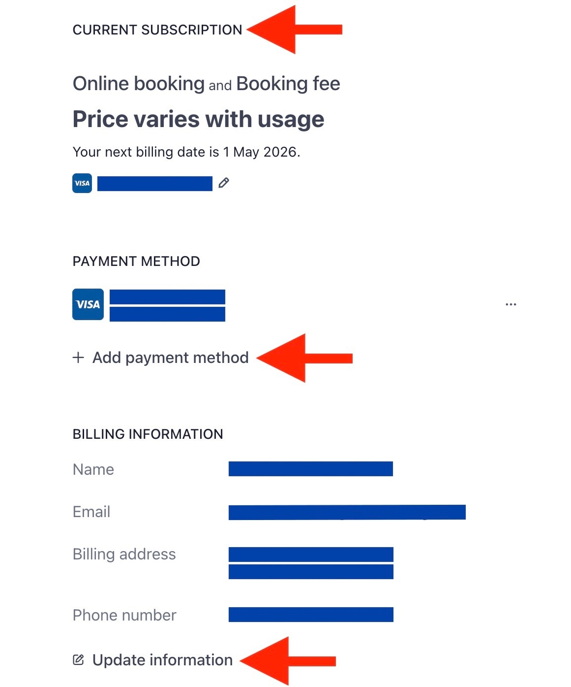 how to view billing details