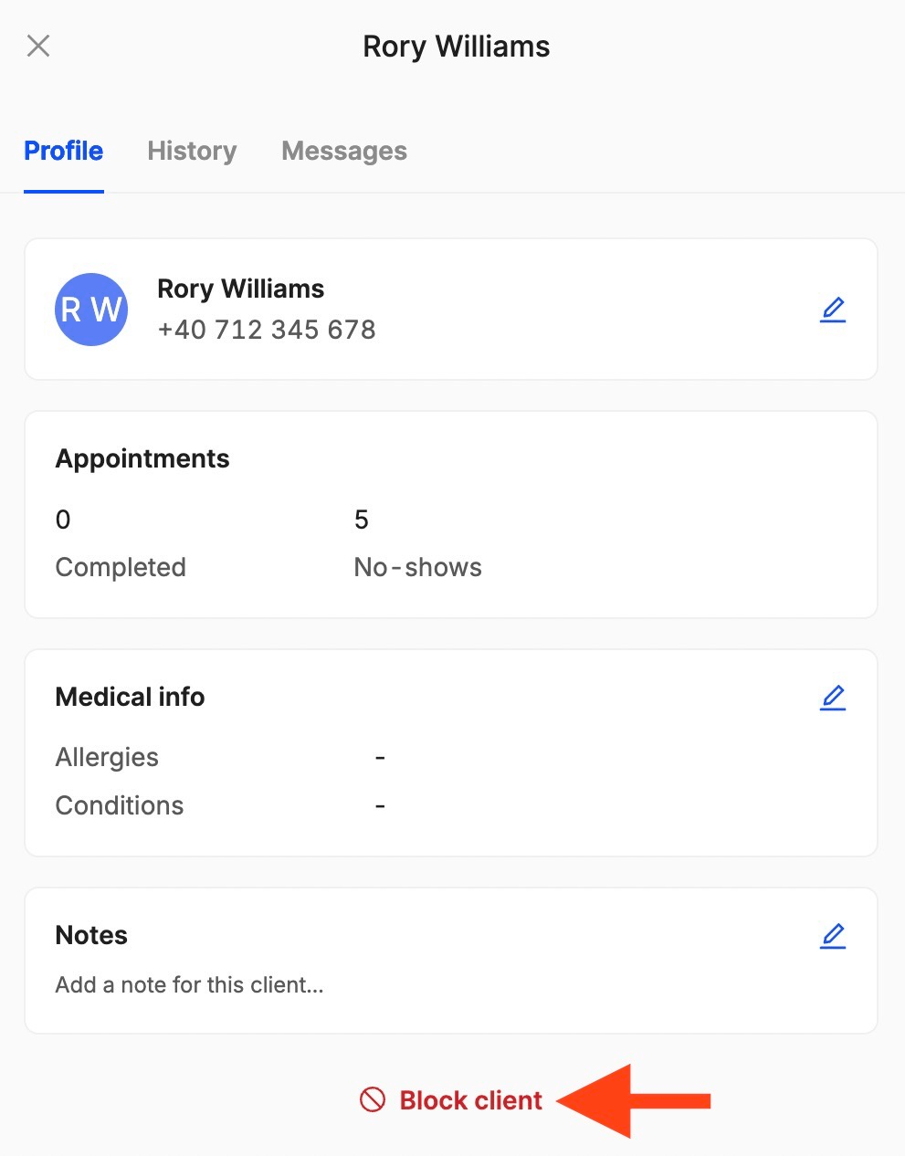 how to block clients