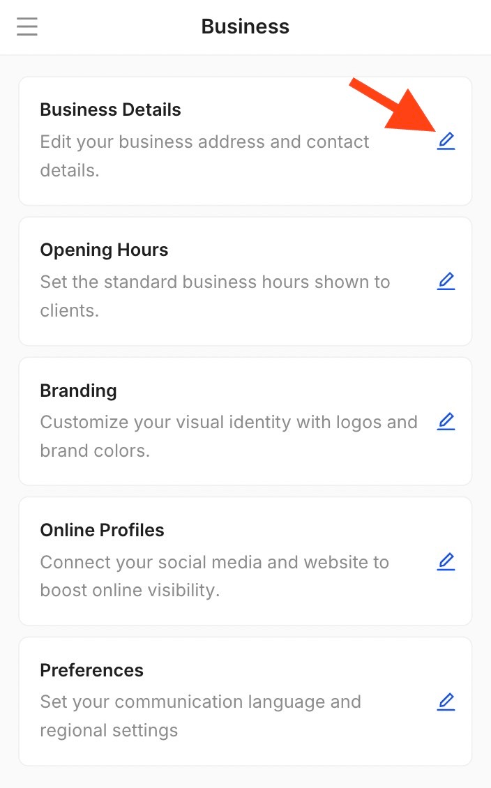 how to edit business details