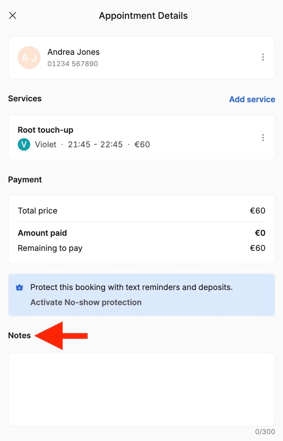 how to add notes to appointments