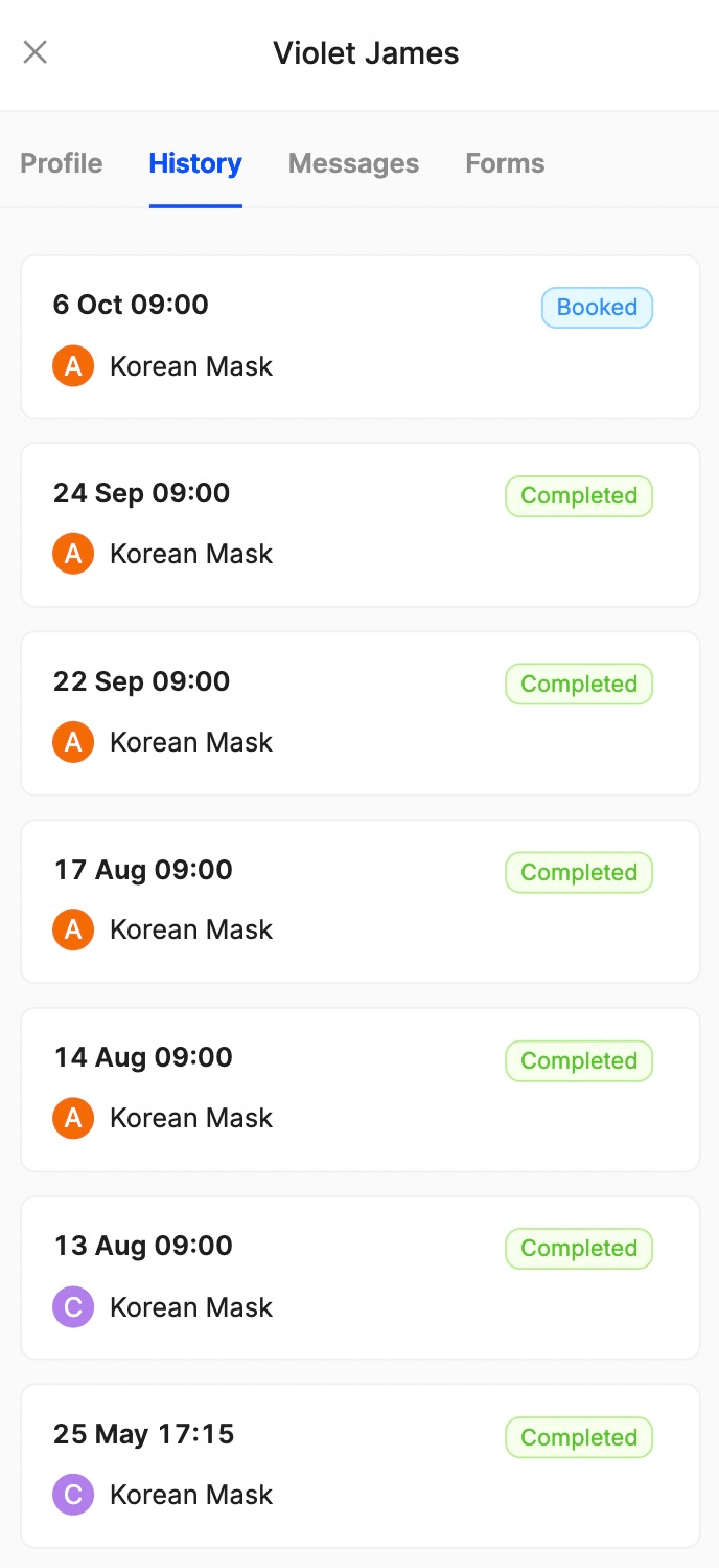 how to track appointment history for returning clients
