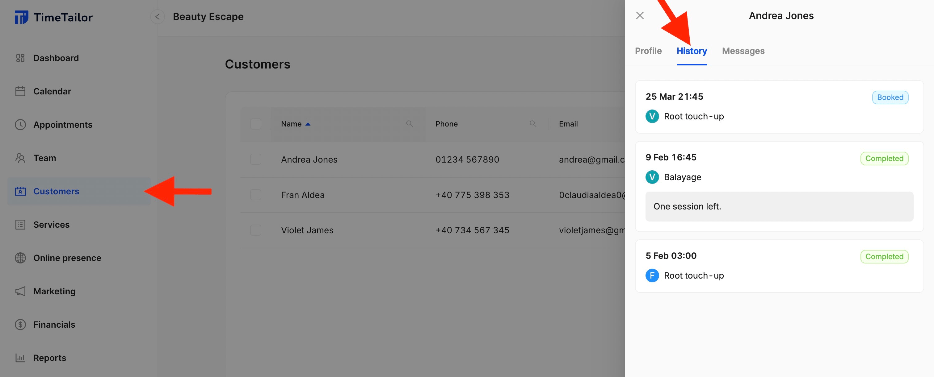 how to track appointment history for returning clients