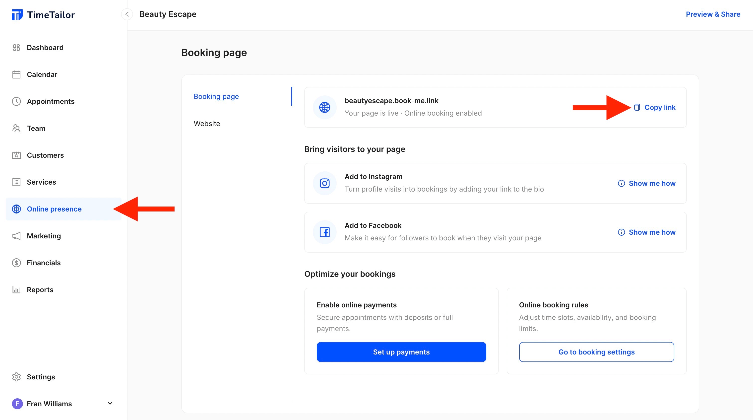 activate online bookings