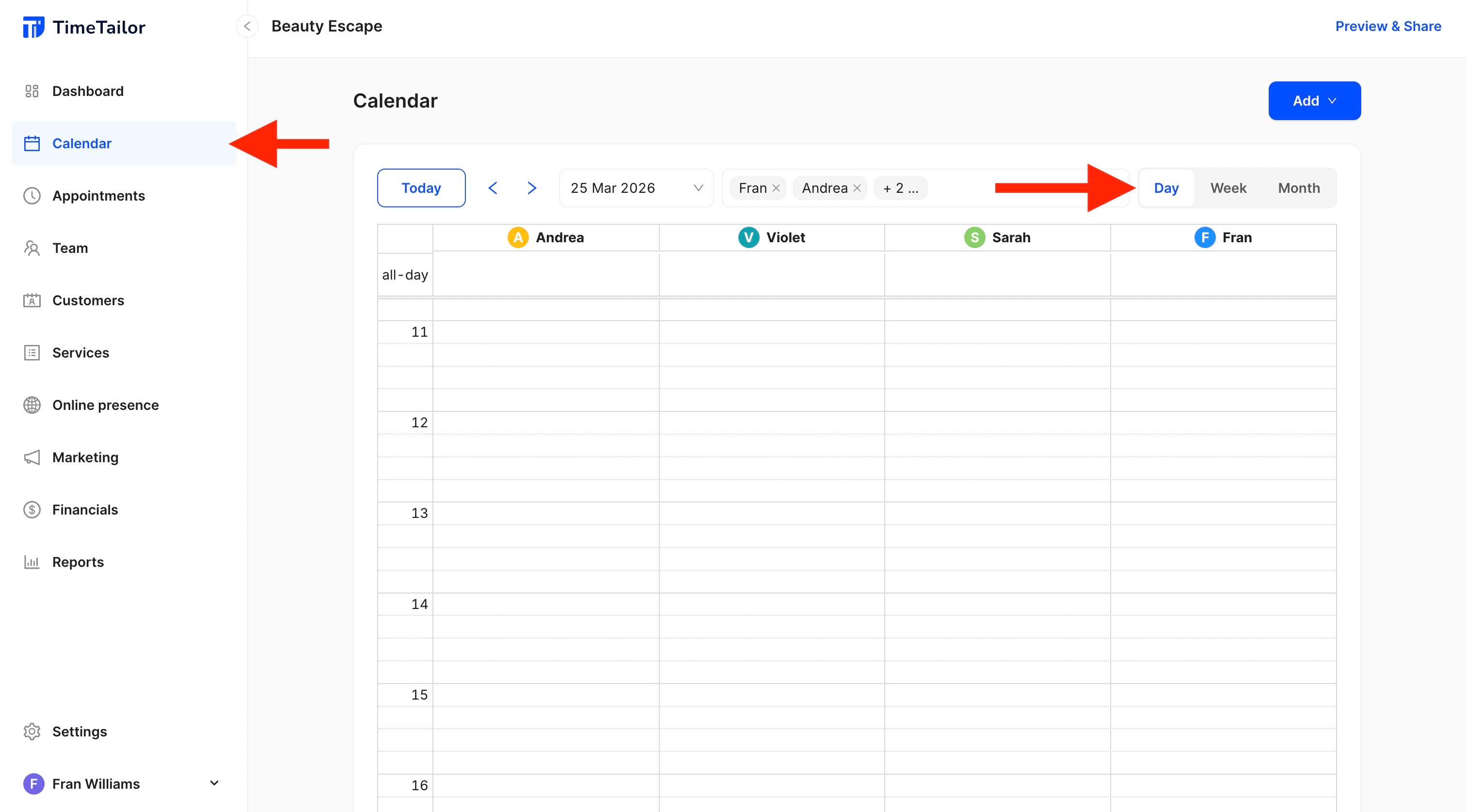 calendar viewing options