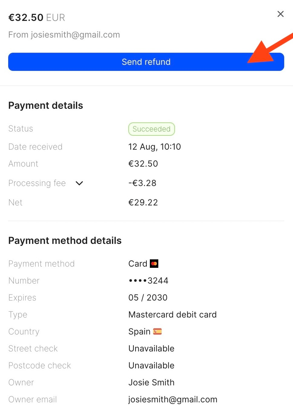 how to refund customers after an appointment has been marked as completed