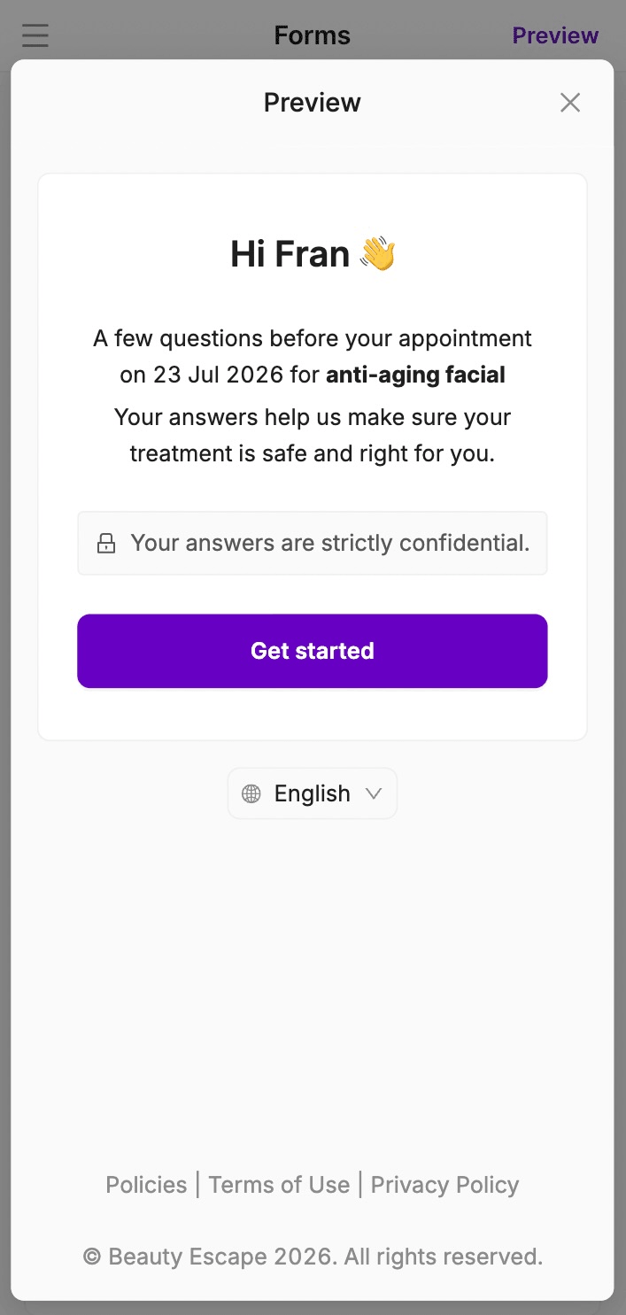 preview a consent form before activating it