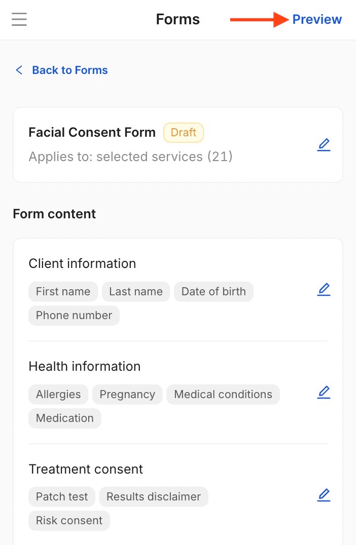 how to preview a consent form