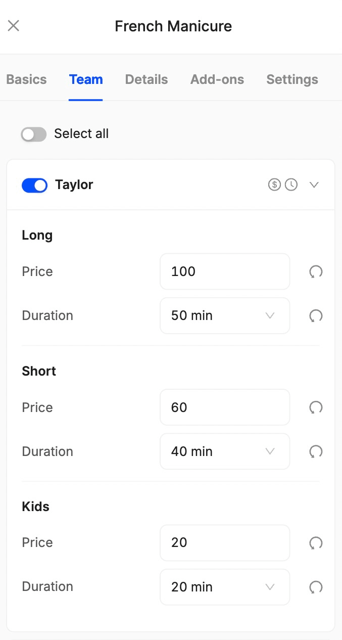 set expert-based prices and durations