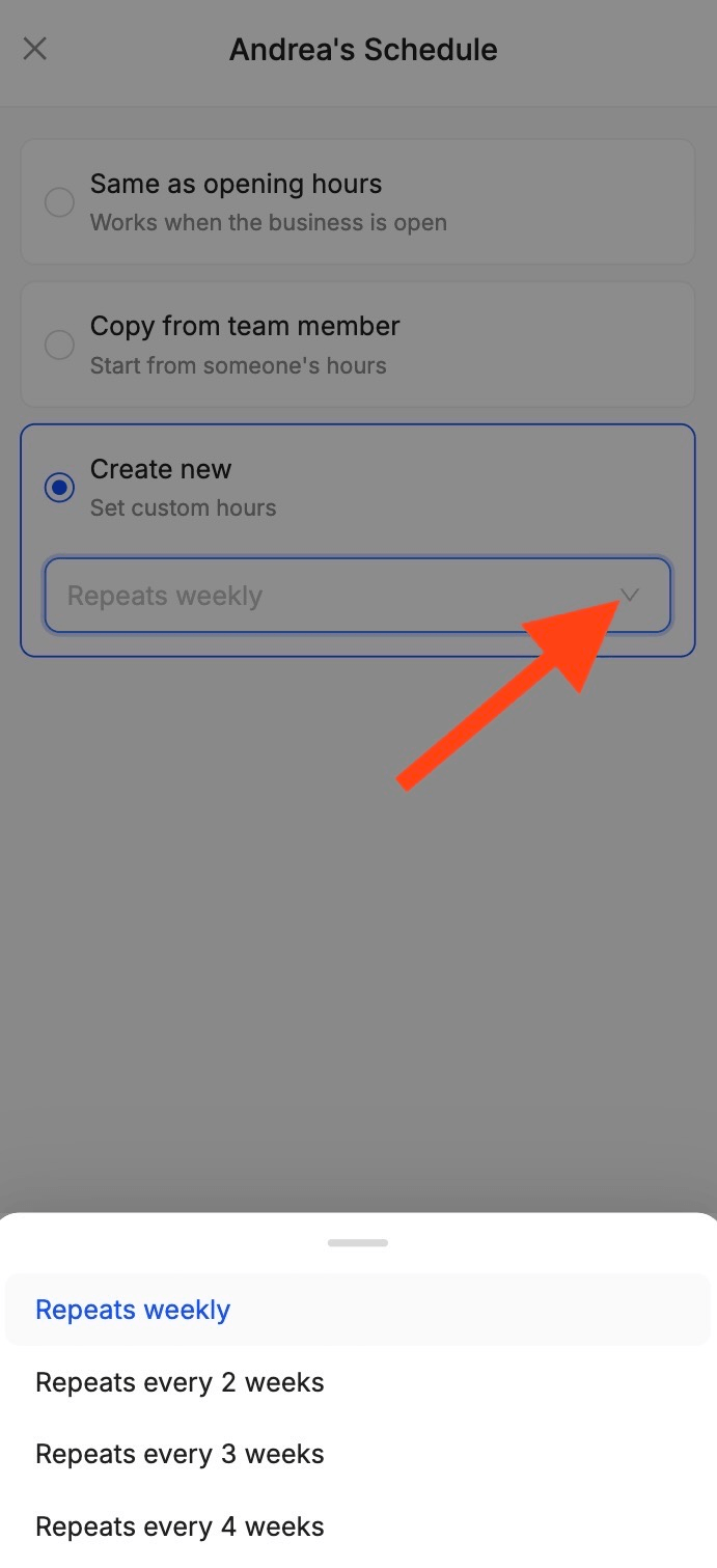 set up schedules repeating weekly, every 2 weeks, or
every 3 or 4 weeks