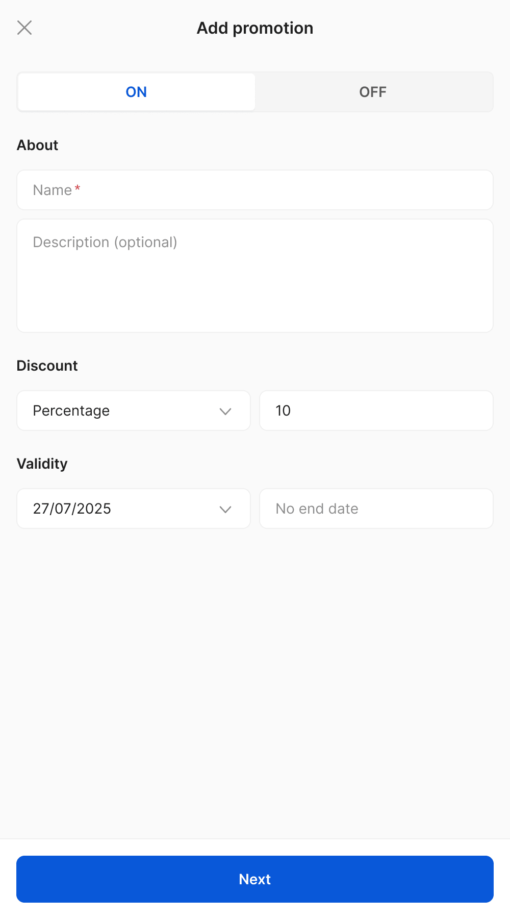 how to add a new promotion