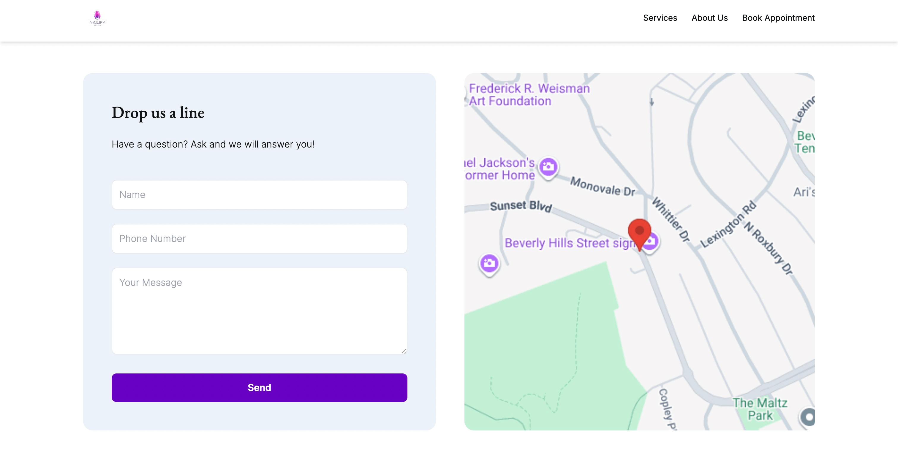 contact section inside about us