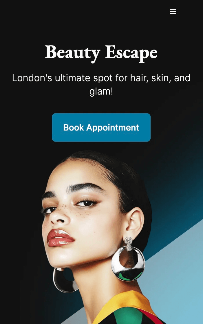 salon website homepage