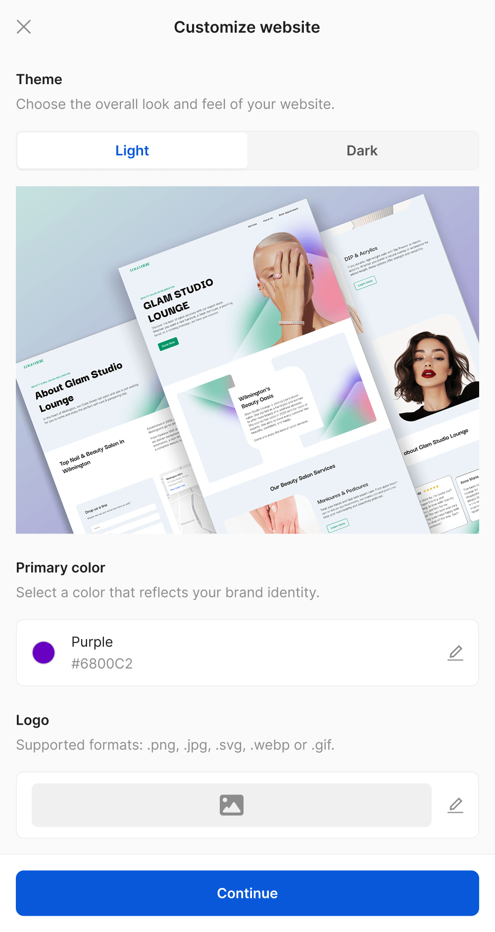 how to request a salon website