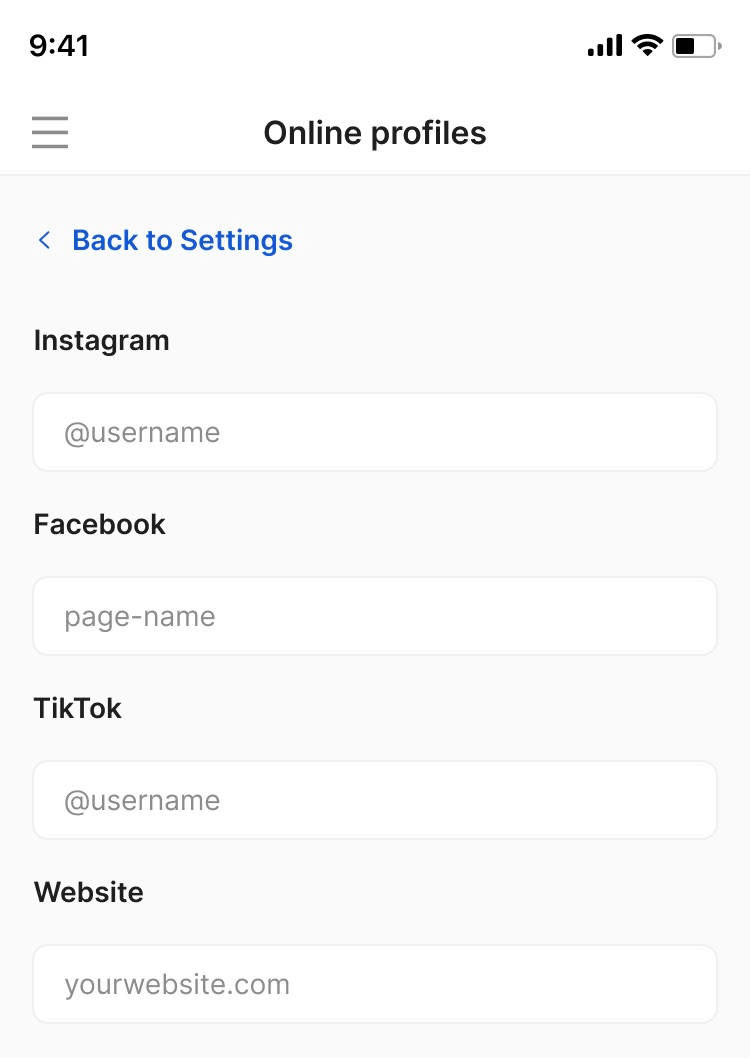 add social media accounts to your salon website