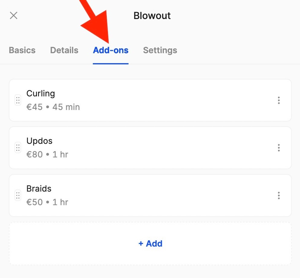 how to promote add-ons inside the service menu