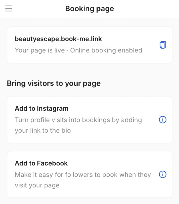 how to customize the booking link