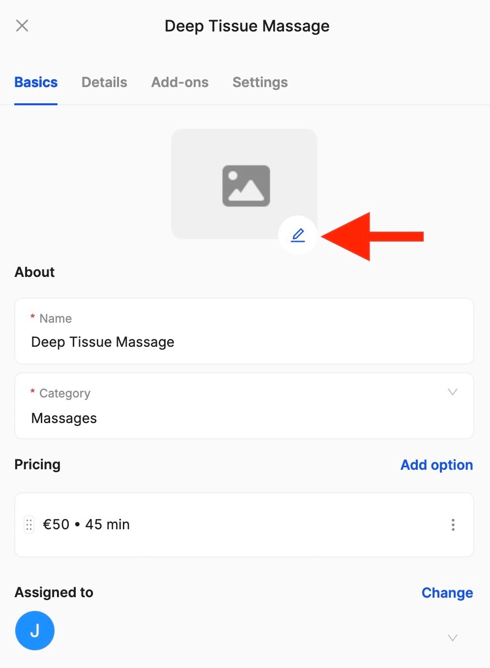 edit images and descriptions inside the salon service menu