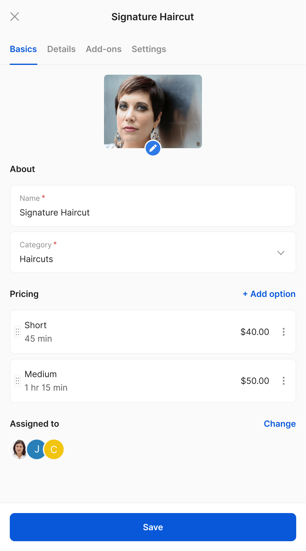how to edit a service