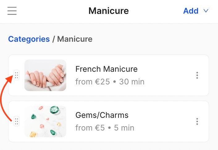 how to drag-and-drop services