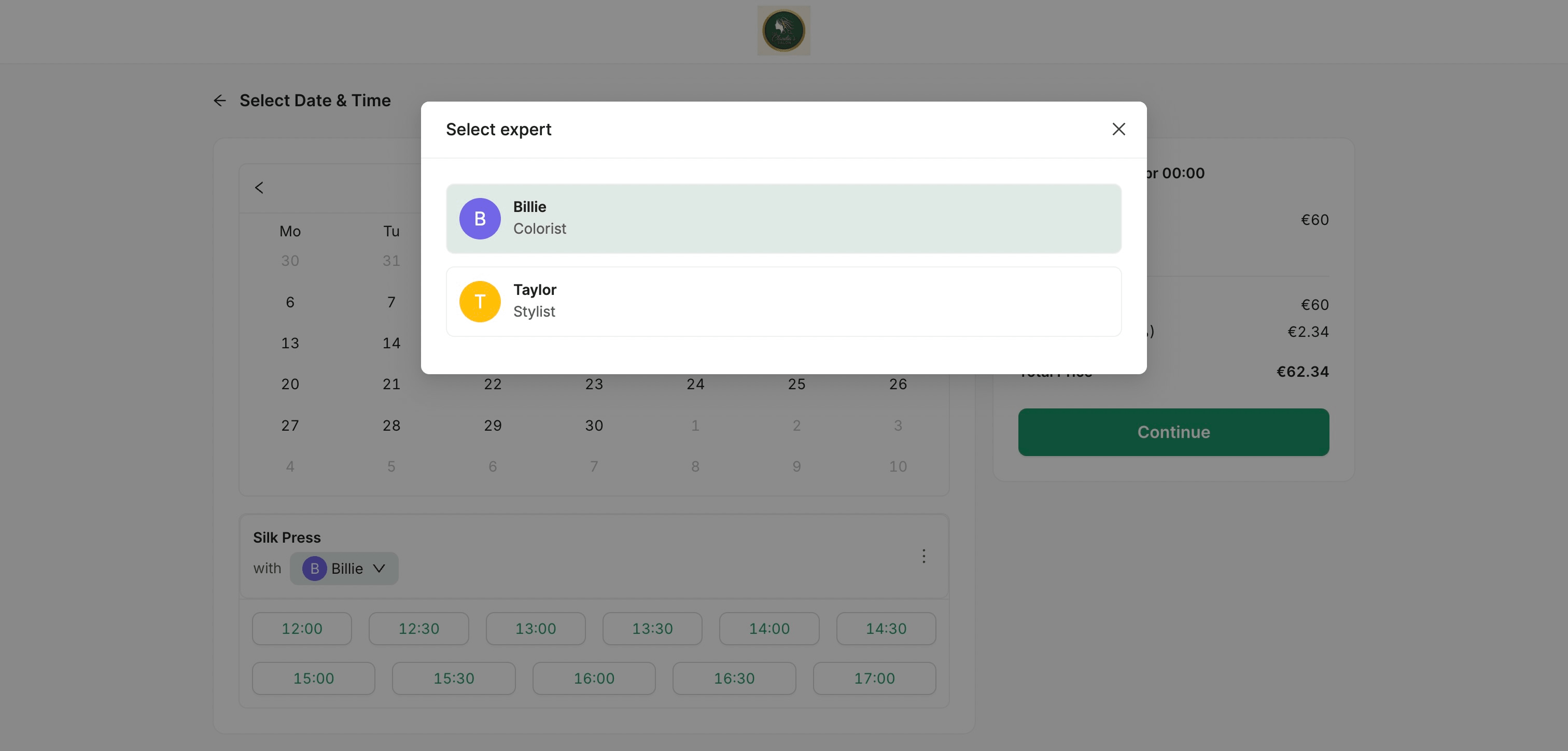 different staff members inside the booking portal