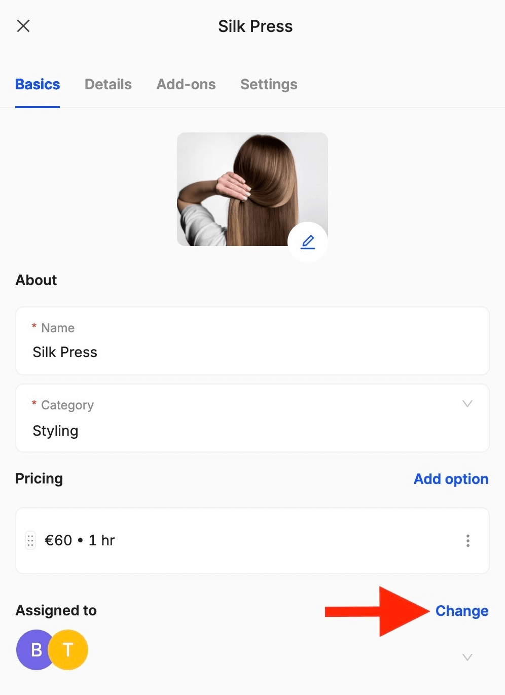 how to assign services to staff members
