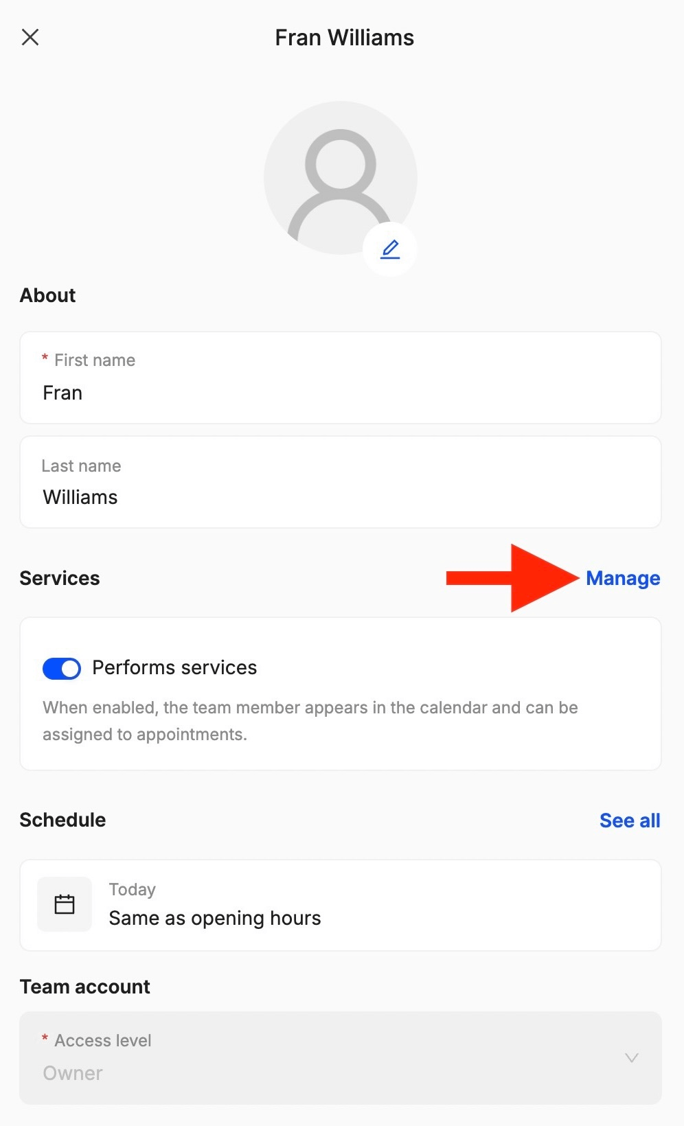 how to assign services to team members