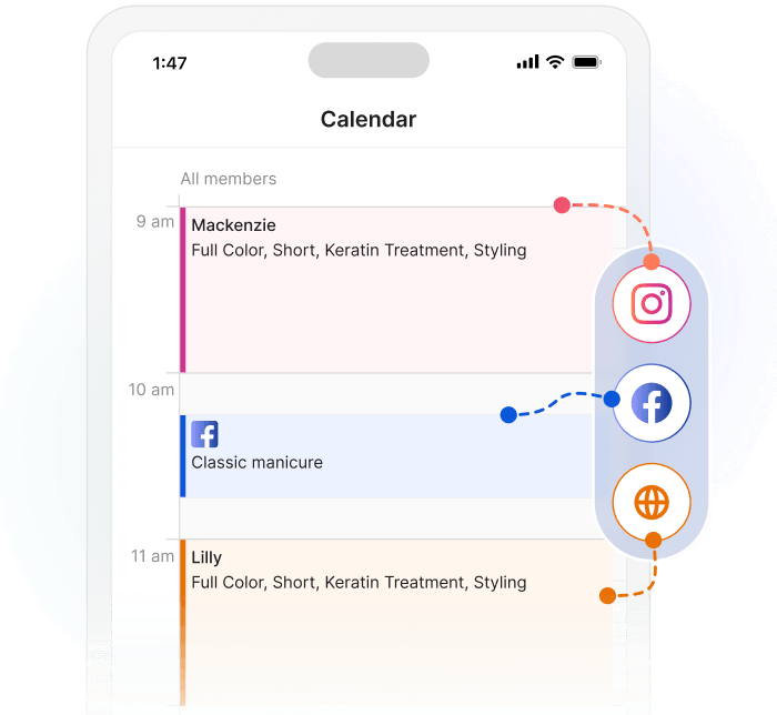 salon booking system that helps you automatically get online bookings from Instagram & your website
