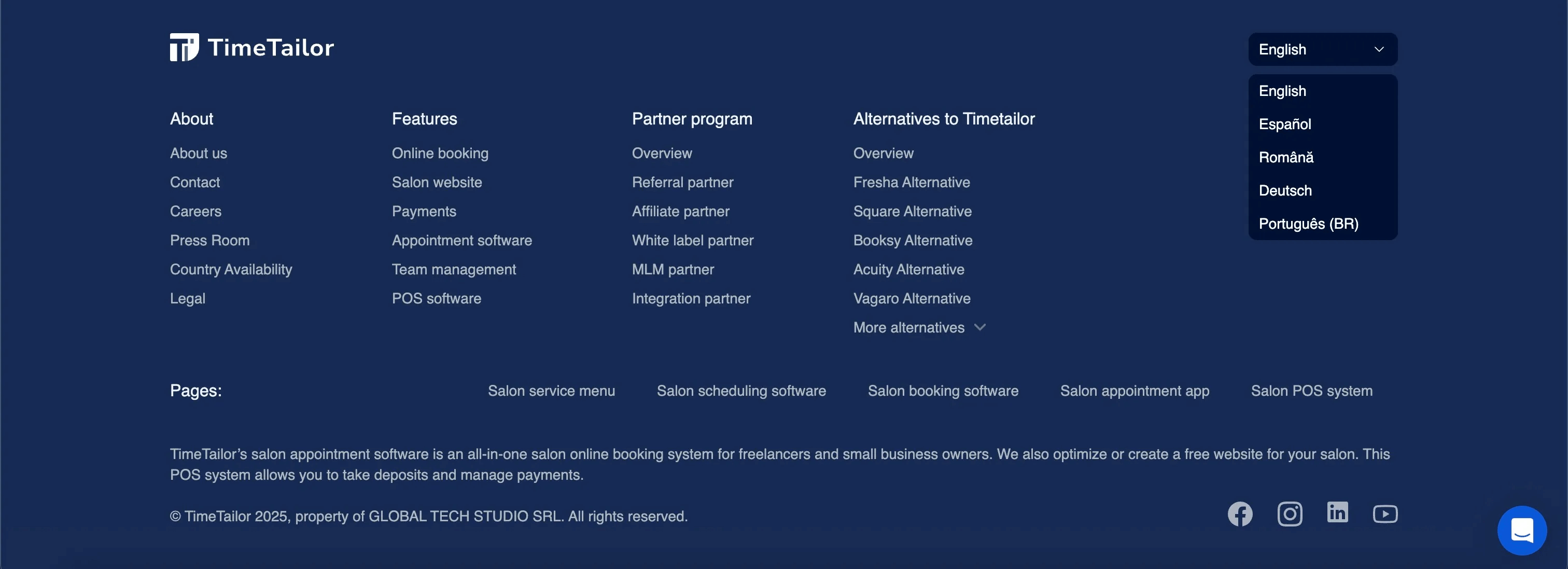 salon appointment app language availability