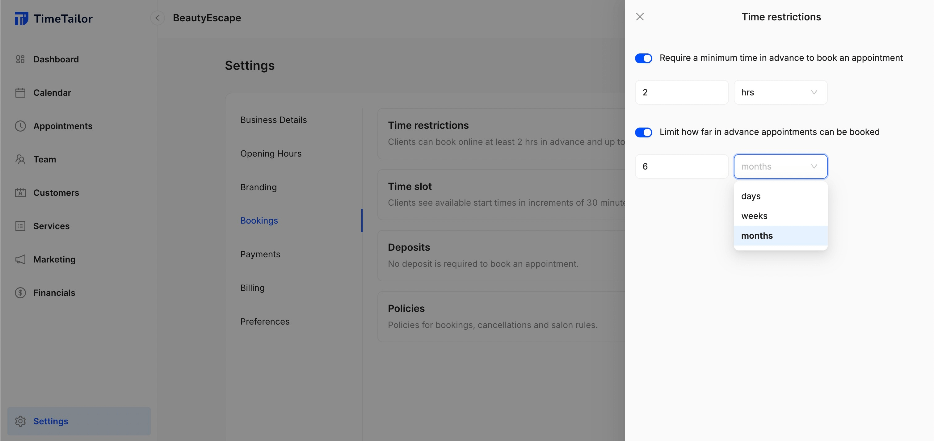 salon software time customization