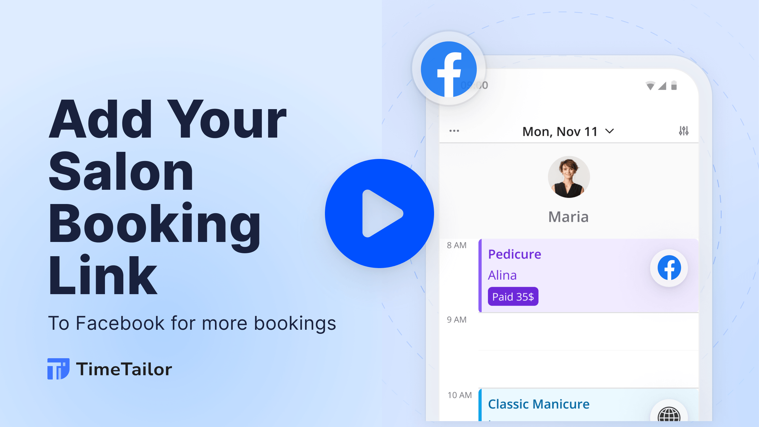 add your salon booking link to facebook