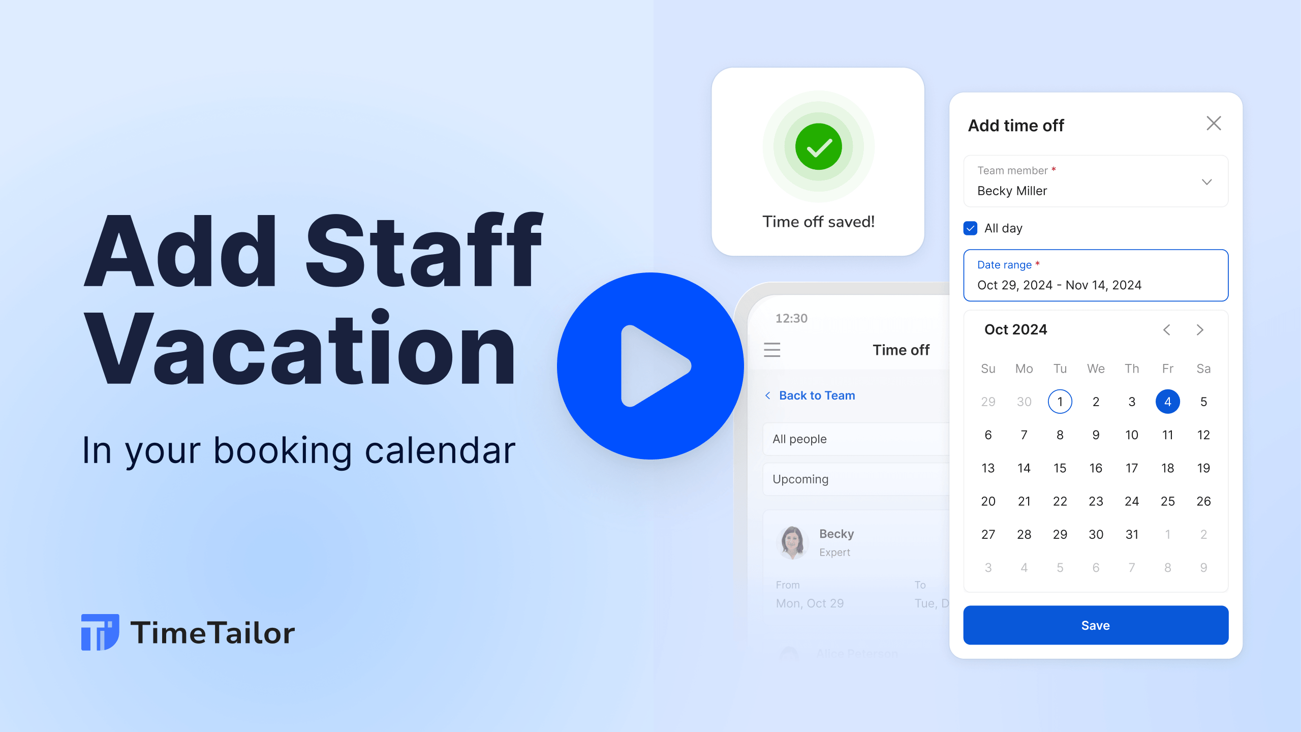 salon management system with time off