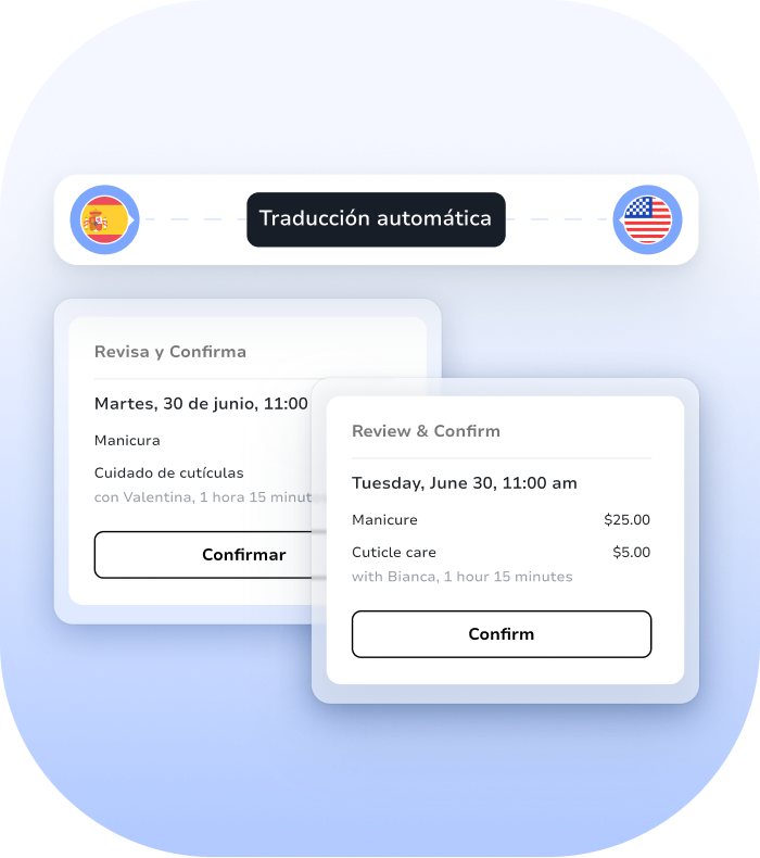traductor de sistema de reservas online para salones