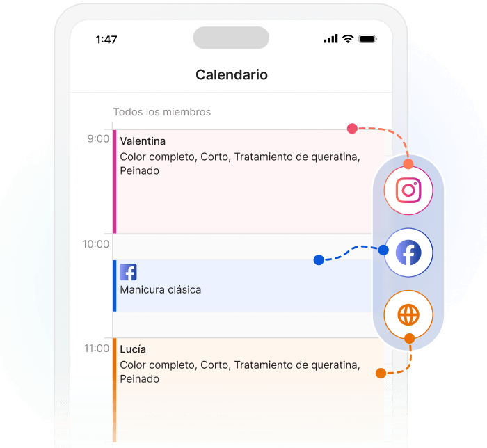 Agenda De Citas Para Estética Gratis - página de reservas integrada con Instagram y sitio web del salón
