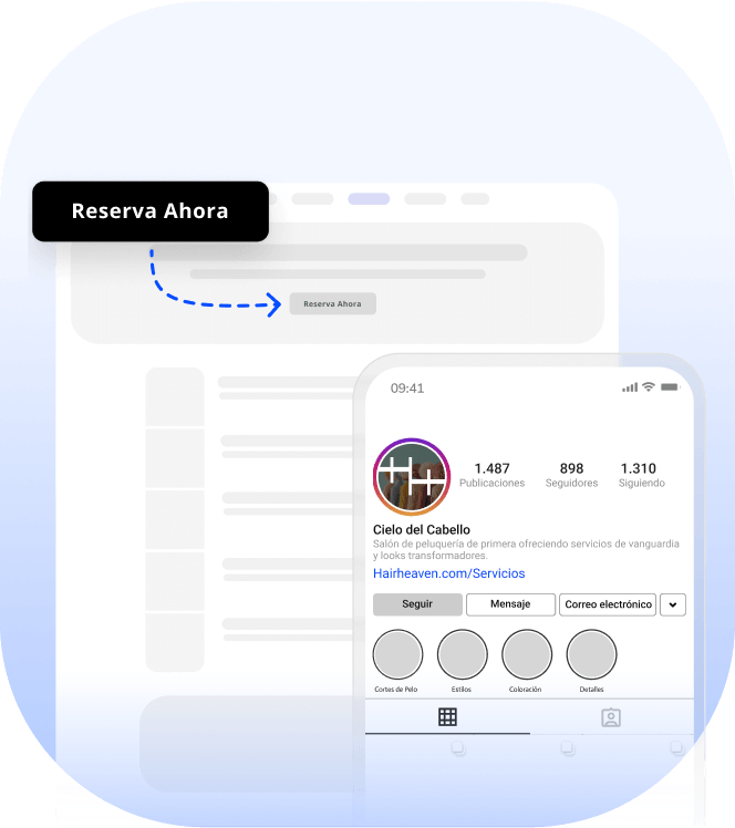 plantilla de sitio web para salón - botón de reservar ahora en la página de servicios