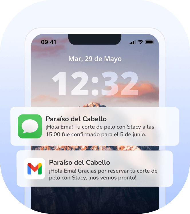 confirmación automáticos del salón