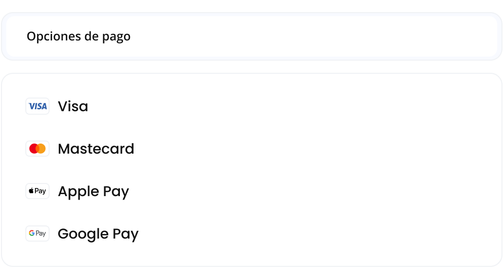opciones de pago del software de salón