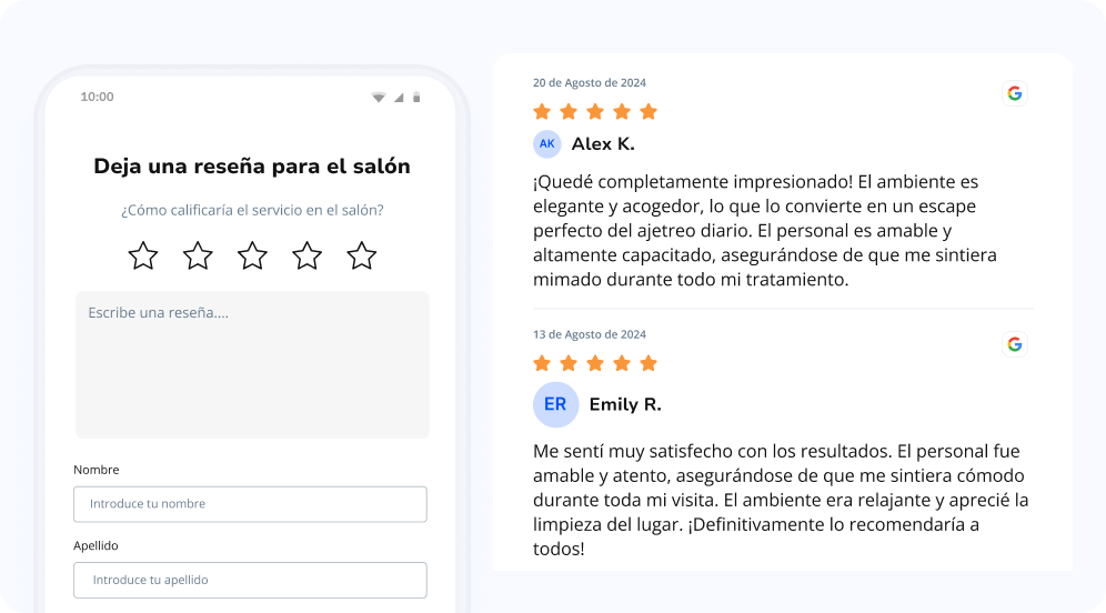 reseñas de Google del salón