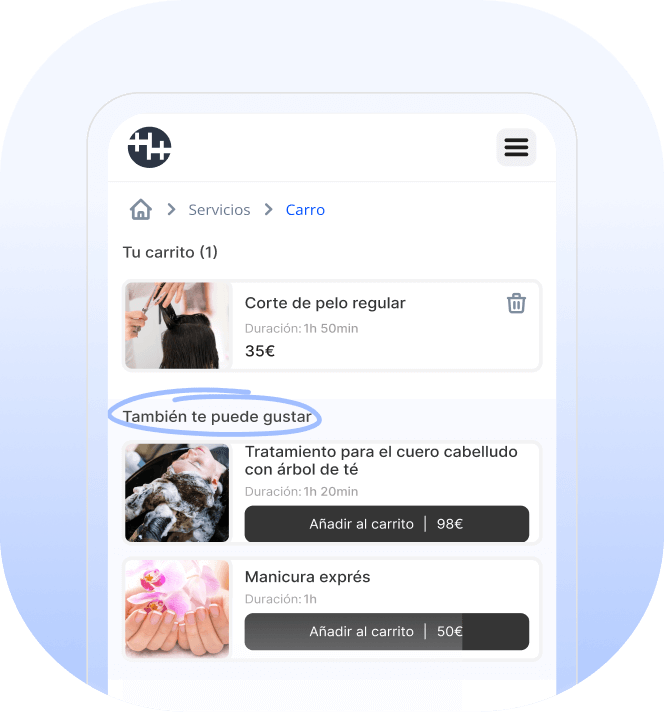 ventas adicionales con software de reservas en línea para salones