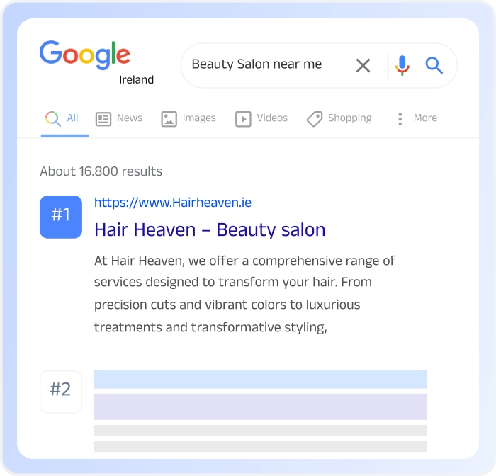 crear sitio web para salón - optimizado para SEO