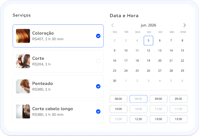 sistema de agendamento para salão - autoagendamento