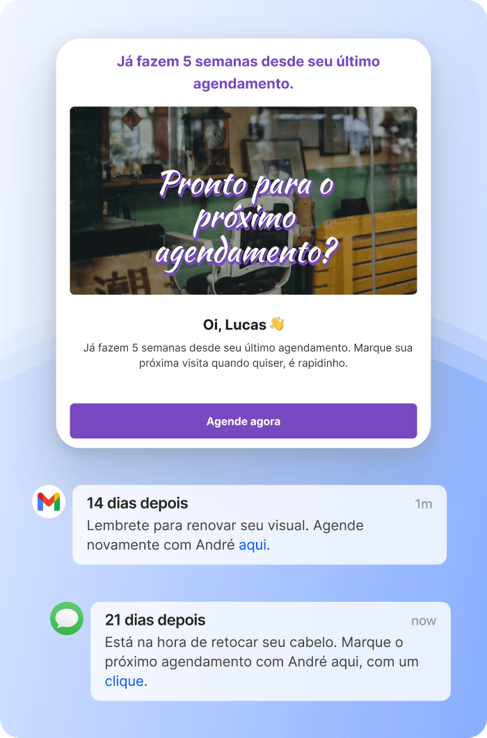 app para agendar clientes grátis - notificações de rebooking e promoções no sistema de fidelidade do TimeTailor