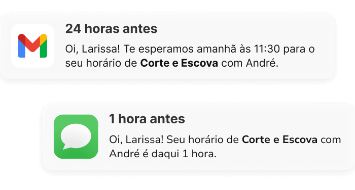 software de agendamento gratuito - lembretes automáticos de confirmação via SMS e WhatsApp no TimeTailor