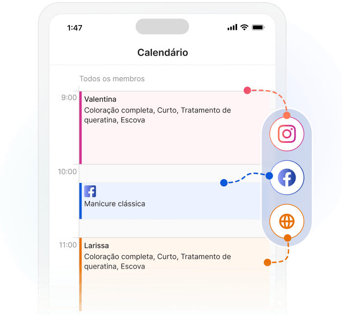 sistema de agendamento para salão de beleza gratuito - página de agendamento integrada ao Instagram e site do salão