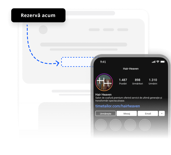 software programări salon - integrare website & instagram